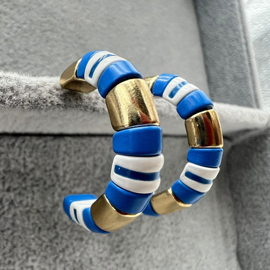 ARRACADAS AZULES CON BLANCO - SPECCI