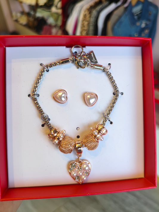 SET PULSERA PLATEADA Y ARETES - GUESS